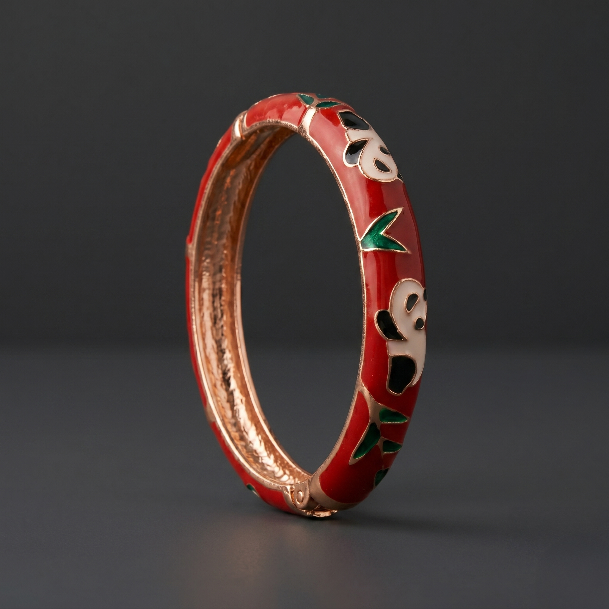 Panda Enamel/Meenakari Bracelet close-up view - Avalna